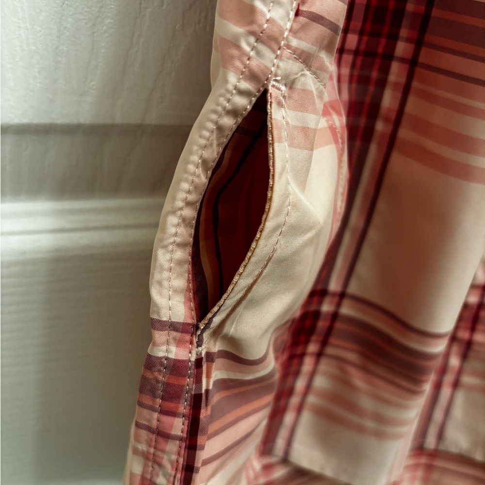 Eddie Bauer Ladies Short Sleeve Adventure Top XL Peach Starling Plaid - Picture 9 of 13
